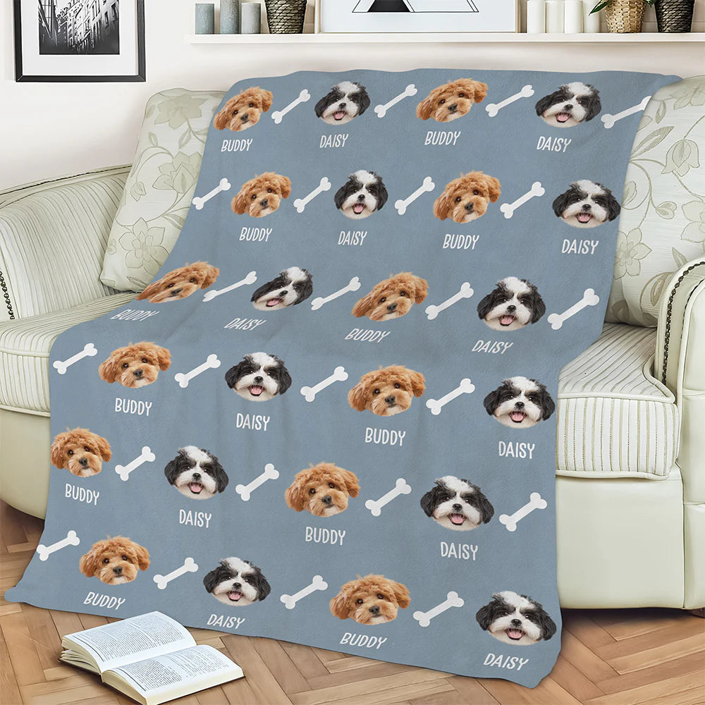 Personalized Pet Photo Cute Pattern Blanket - Custom Gift for Dog and Cat Lovers