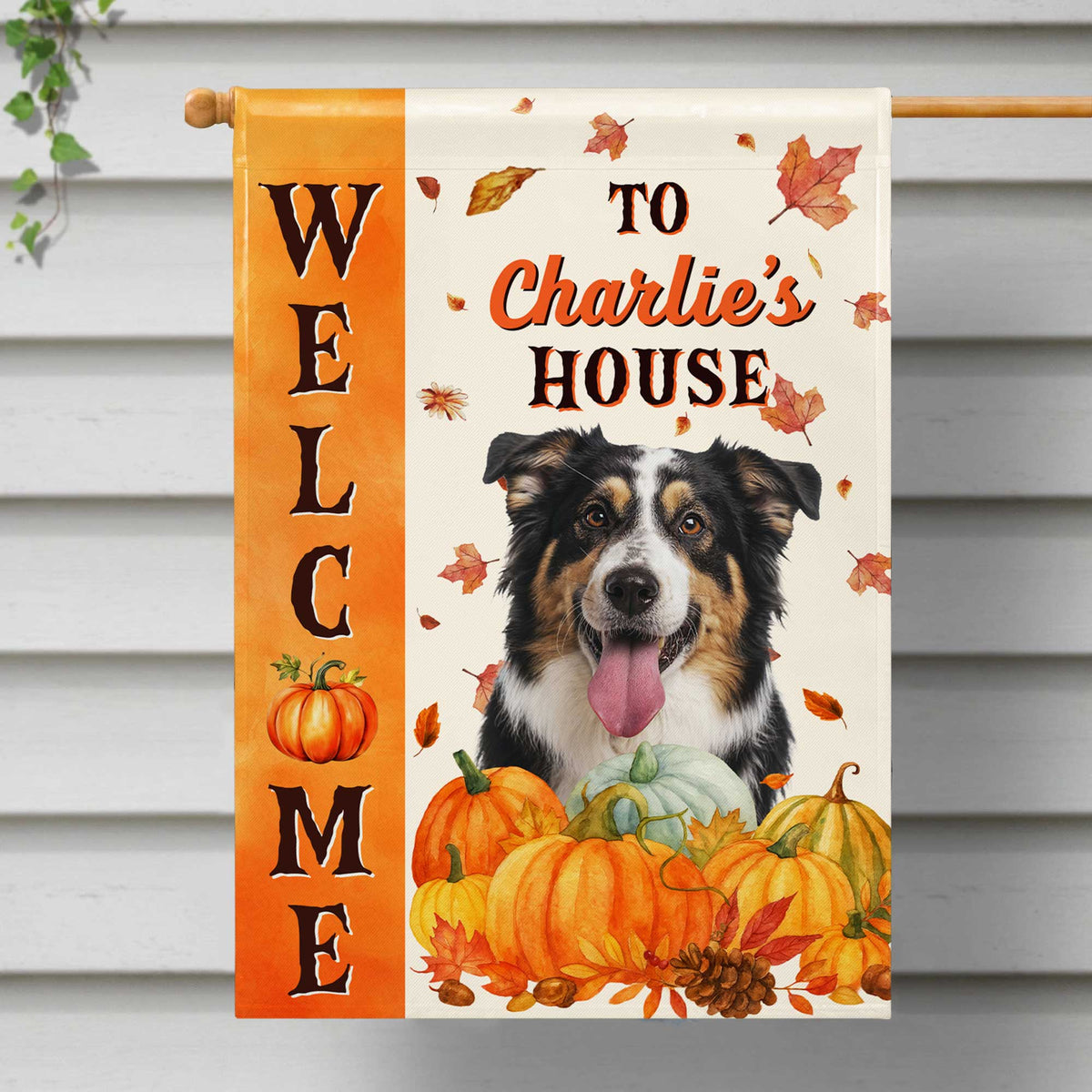 Custom Autumn Pumpkin Dog Yard Flag - Personalized Outdoor Garden Decor for Pet Owners
