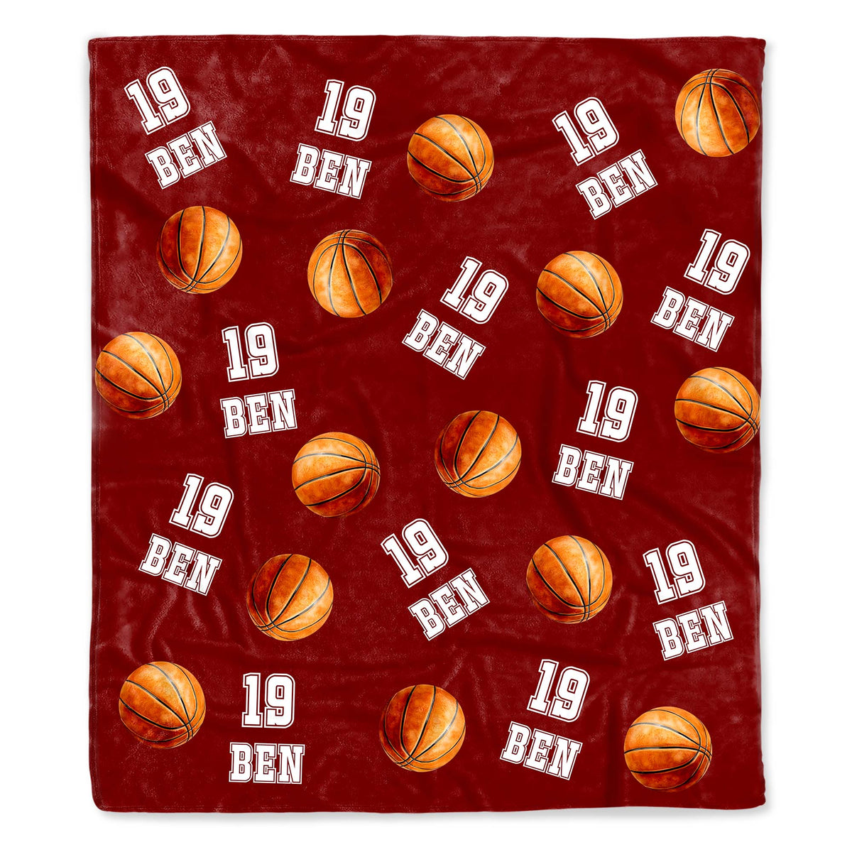 Custom Name & Number Basketball Fleece Blanket - Sports Personalized Gift for Kids