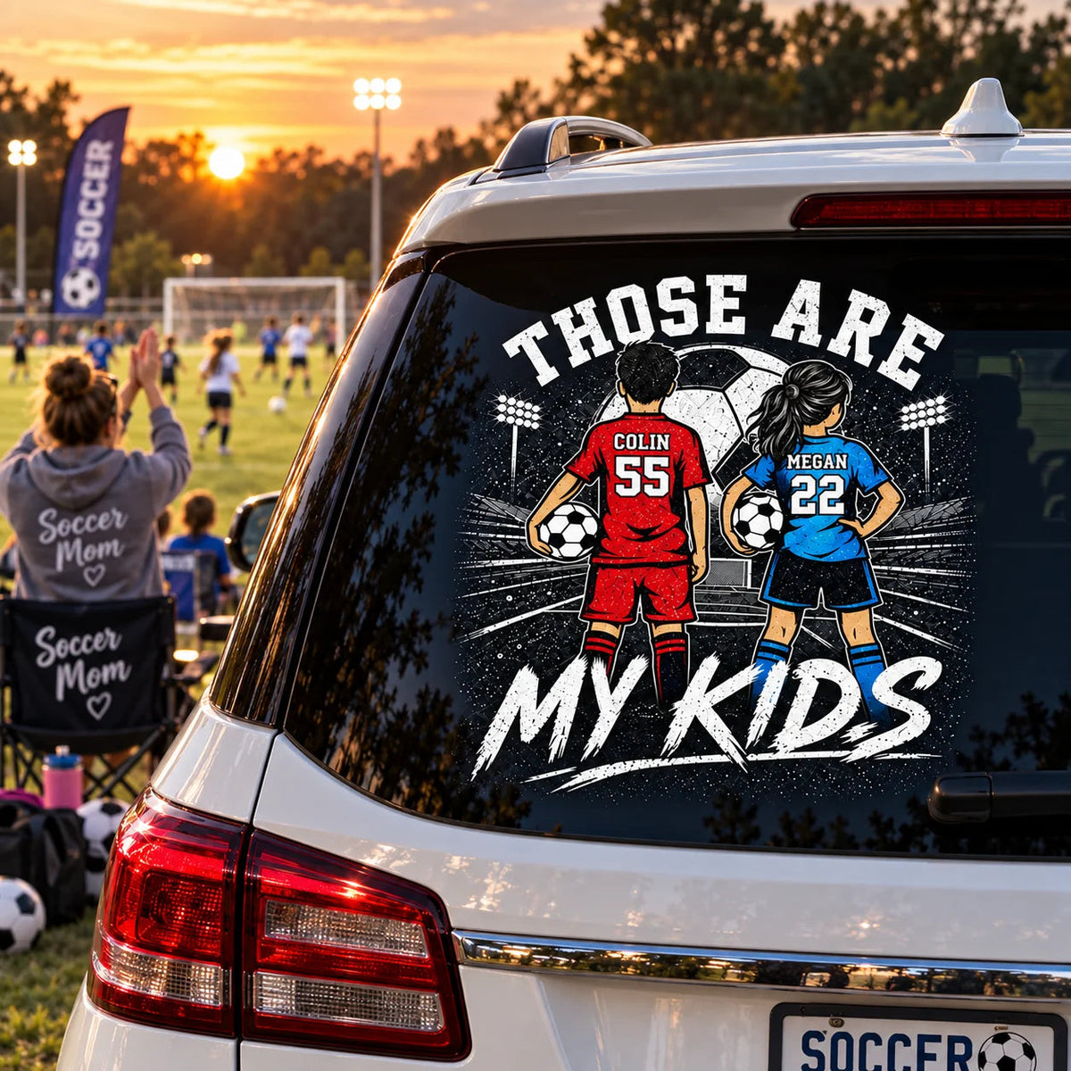 Those Are My Kids Personalized Car Decal - Custom Soccer Player Sticker for Sports Mom and Dad