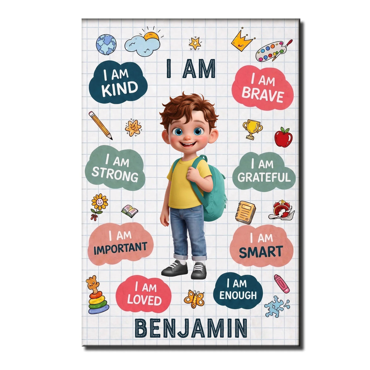 Little Hearts, Limitless Potential – Personalized Kids Affirmation Canvas / Poster, Custom Name Inspirational Wall Art for Boys & Girls