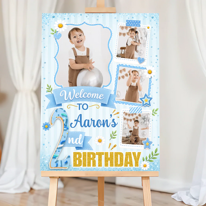 Welcome to Birthday Party Personalized Poster / Canvas - Custom Name & Photo Sign