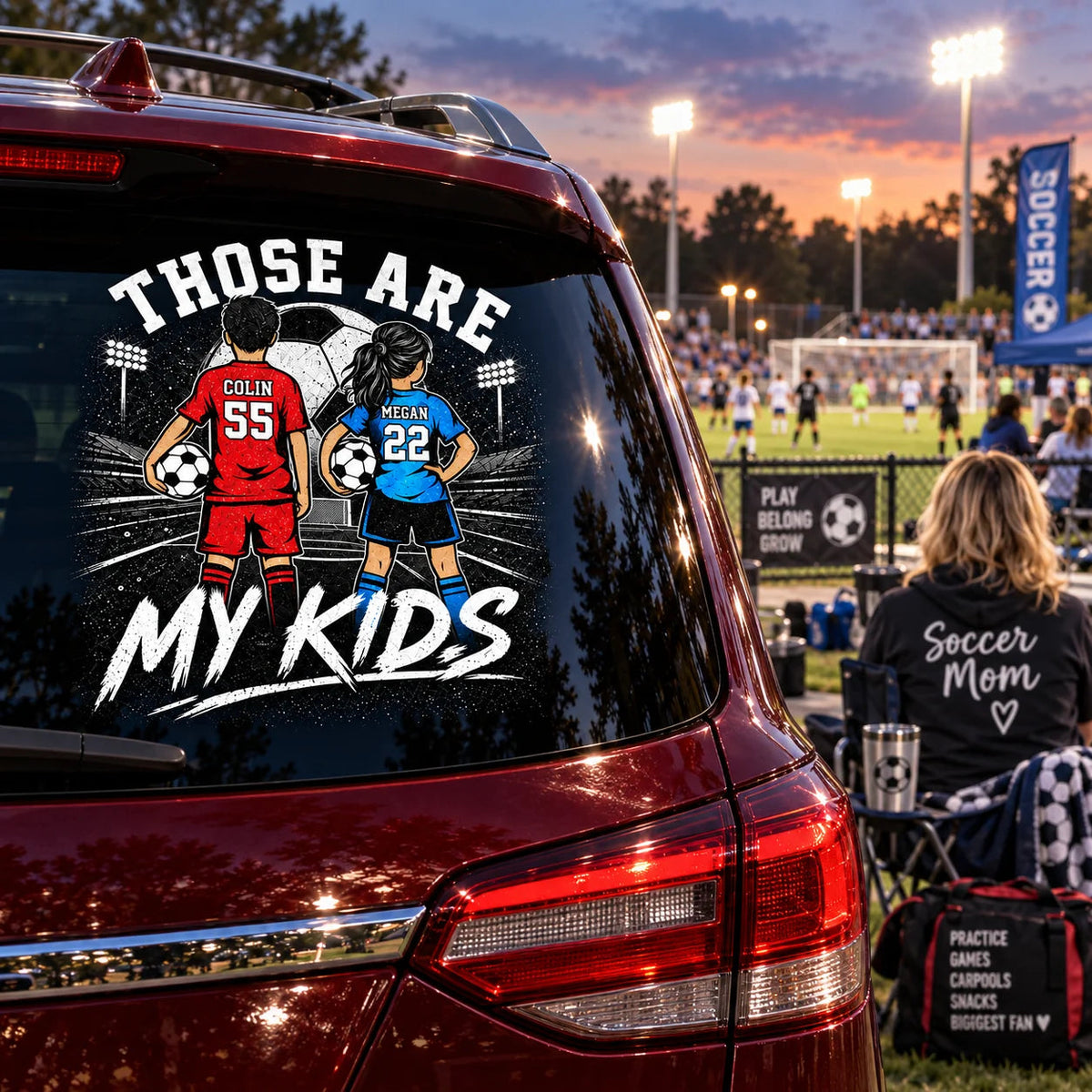 Those Are My Kids Personalized Car Decal - Custom Soccer Player Sticker for Sports Mom and Dad