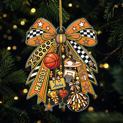 Personalized Cheer Bow Acrylic Ornament With Team Name - Custom Christmas Keepsake Gift for Cheer Squad