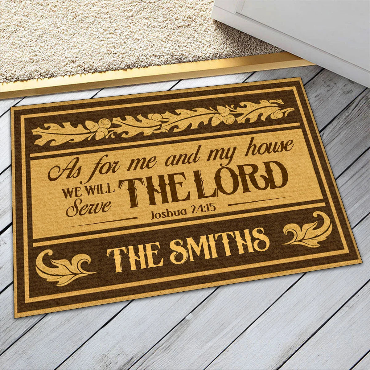 "As For Me And My House We Will Serve The Lord" Personalized Doormat - Custom Family Faith Mat