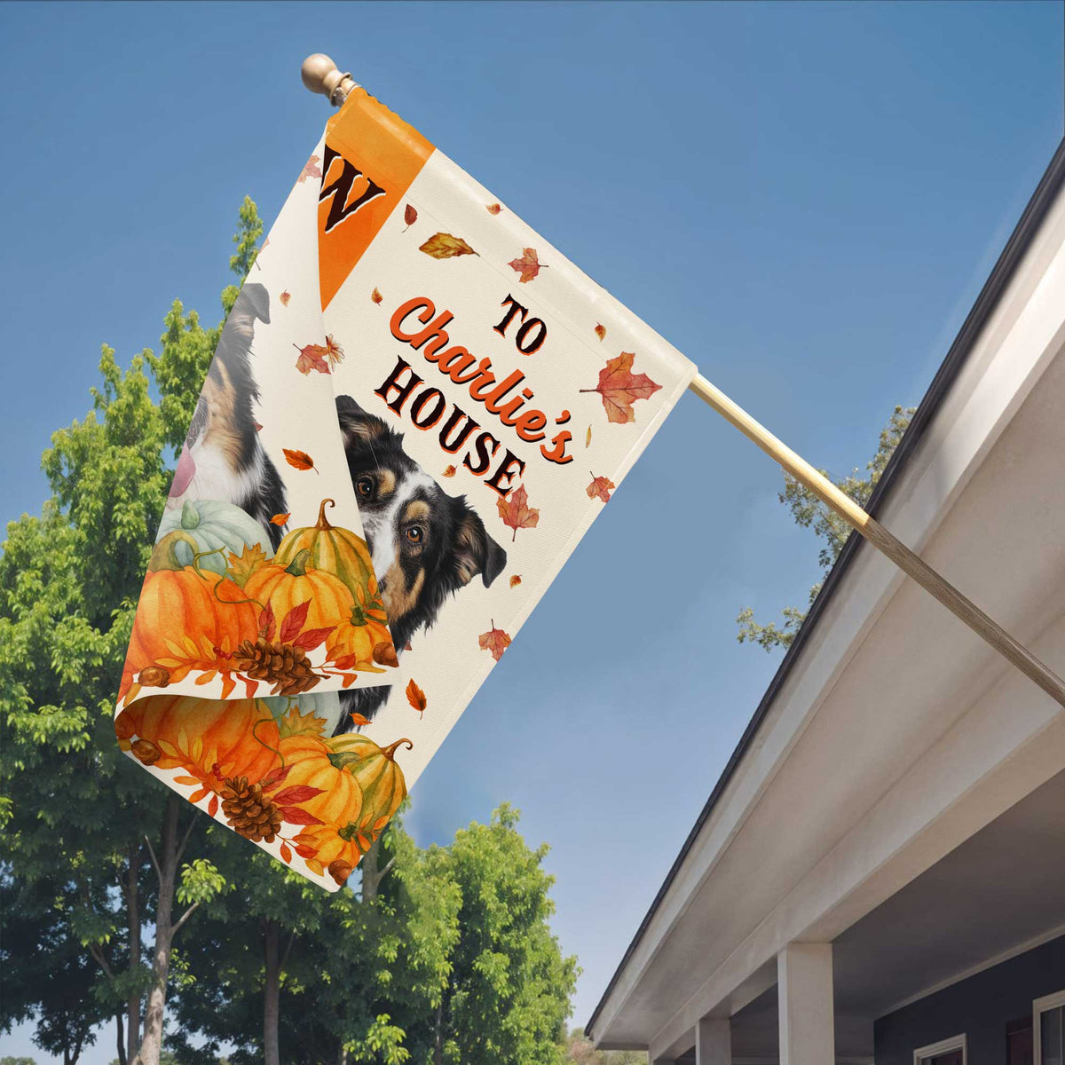 Custom Autumn Pumpkin Dog Yard Flag - Personalized Outdoor Garden Decor for Pet Owners