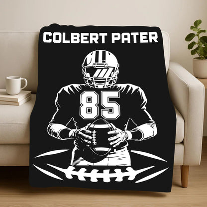 Personalized Football Jersey Blanket with Custom Name & Number - Perfect Throw Gift for Football Players