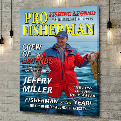 Hooked On Great Memories - Custom Photo Magazine Cover Poster - Personalized Funny Fishing Gift for Fisherman