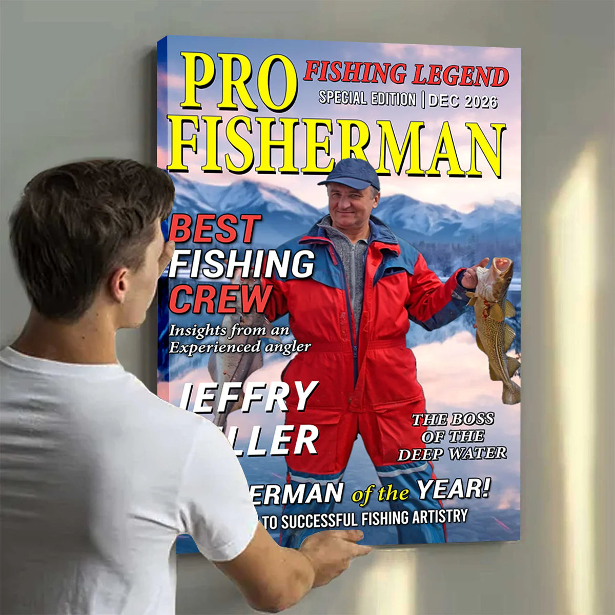 Hooked On Great Memories - Custom Photo Magazine Cover Poster - Personalized Funny Fishing Gift for Fisherman