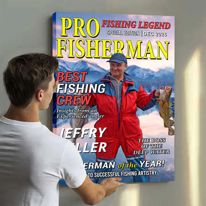 Hooked On Great Memories - Custom Photo Magazine Cover Poster - Personalized Funny Fishing Gift for Fisherman