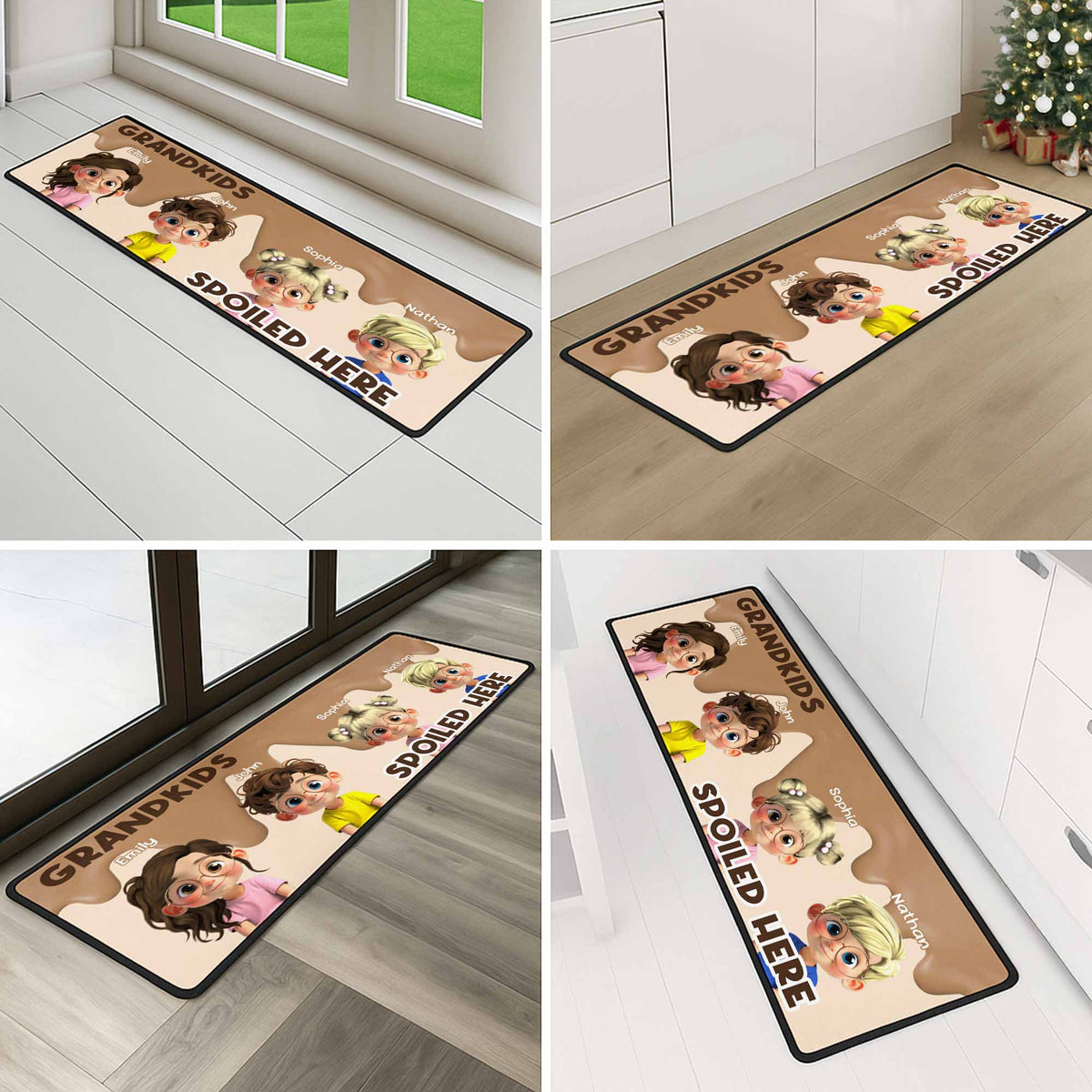Custom Grandkids Spoiled Here Floor Runner Rug - Personalized Cartoon Mat for Grandparent Home