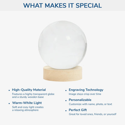 Family Tree Crossword Custom Crystal Ball Lamp - Personalized Sentimental Gift for Family