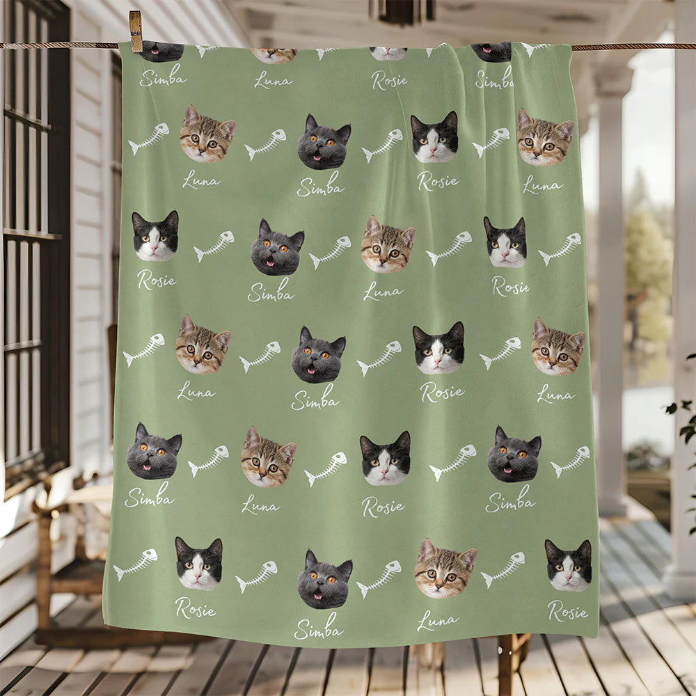 Personalized Pet Photo Cute Pattern Blanket - Custom Gift for Dog and Cat Lovers