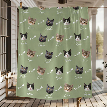Personalized Pet Photo Cute Pattern Blanket - Custom Gift for Dog and Cat Lovers