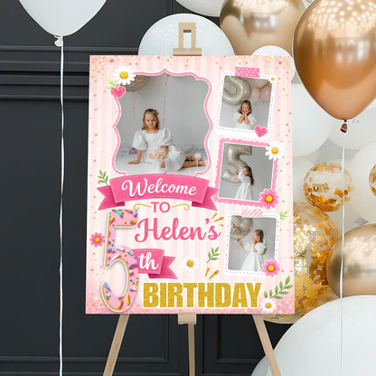 Welcome to Birthday Party Personalized Poster / Canvas - Custom Name & Photo Sign