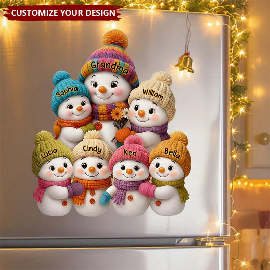 Personalized Snowman Family Decal - Custom Grandma & Grandkids Holiday Sticker
