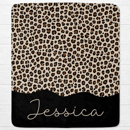 Wild & Fierce Leopard Print Blanket - Customized Name Cozy Gift for Leopard Pattern Fans