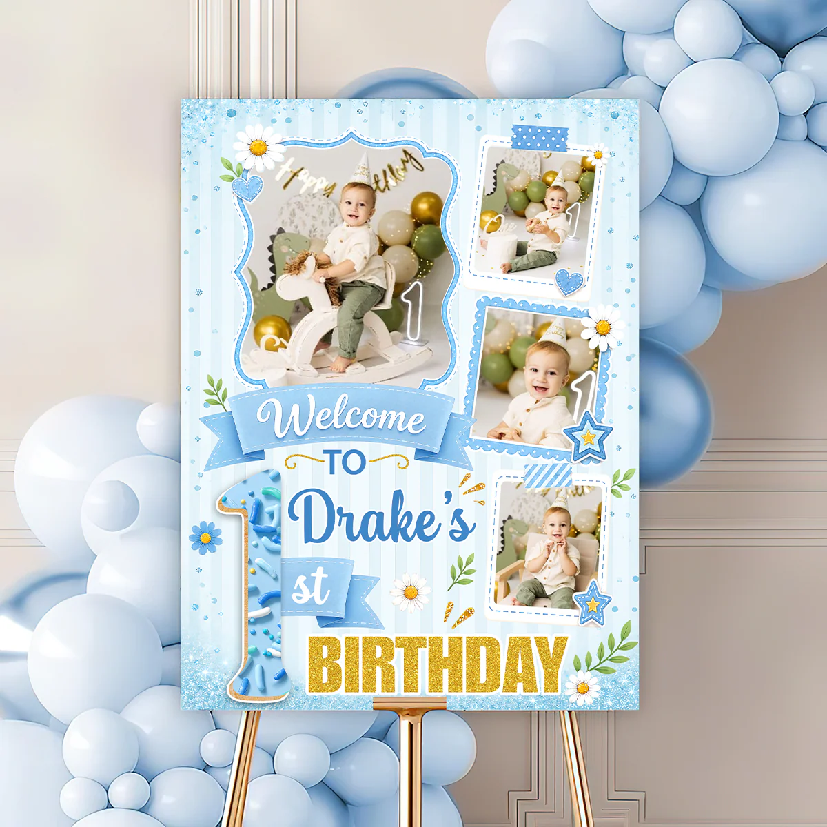 Welcome to Birthday Party Personalized Poster / Canvas - Custom Name & Photo Sign