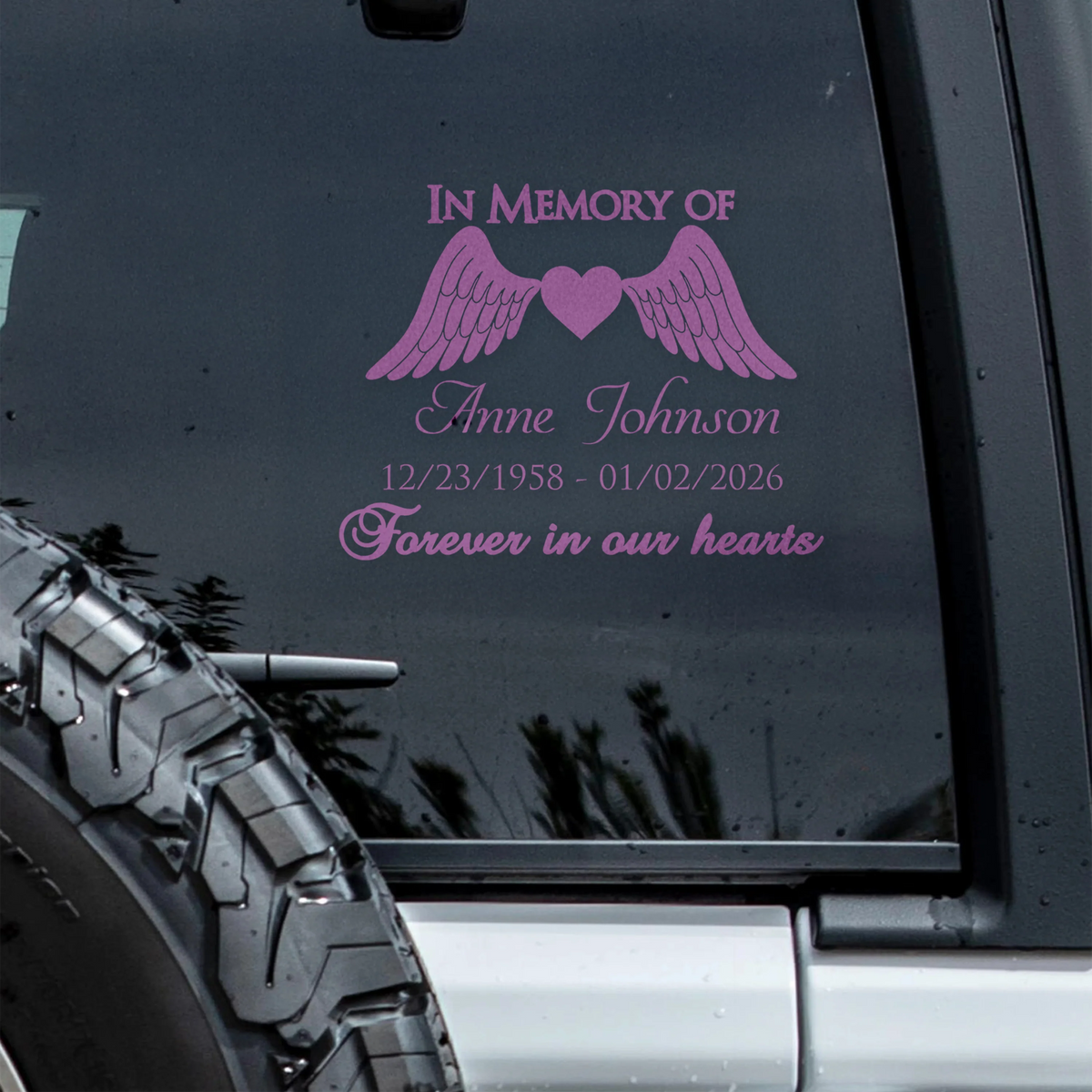 Your Love Travels With Me – Personalized Memorial Car Decal, Custom Name & Dates Tribute Sticker