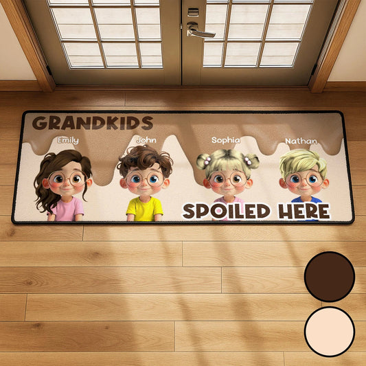Custom Grandkids Spoiled Here Floor Runner Rug - Personalized Cartoon Mat for Grandparent Home