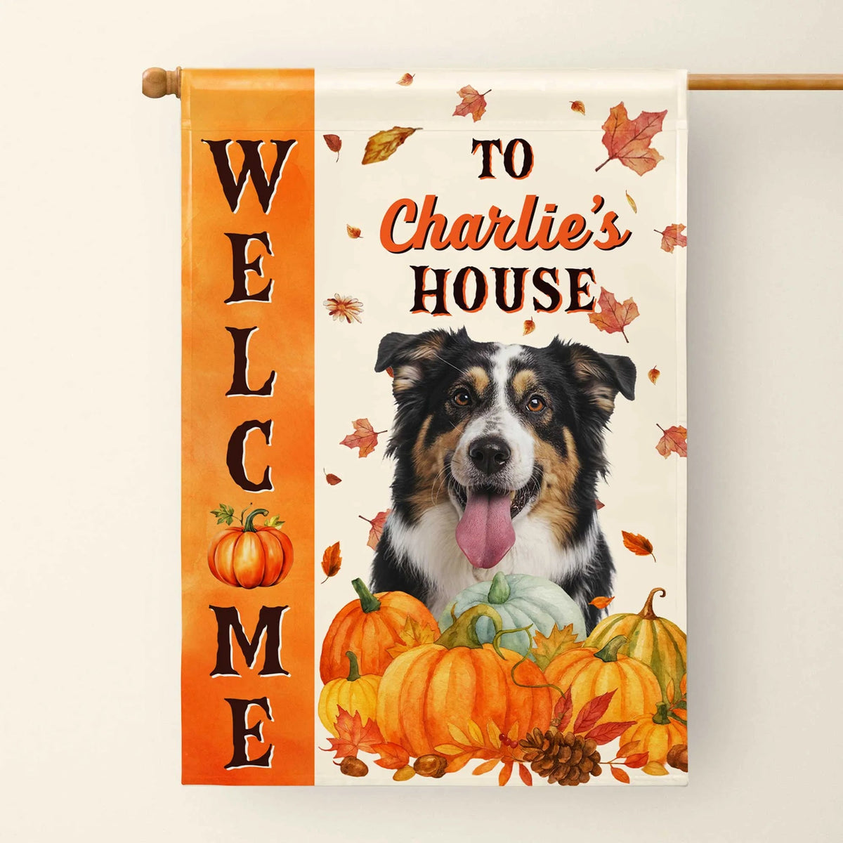 Custom Autumn Pumpkin Dog Yard Flag - Personalized Outdoor Garden Decor for Pet Owners
