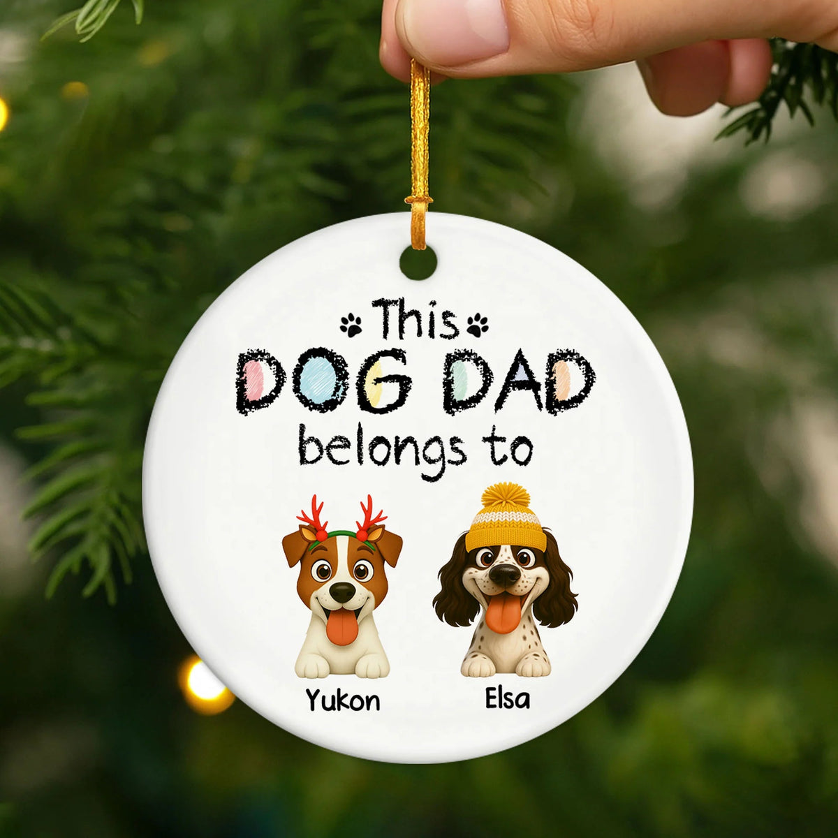 This Dog Mom Belongs To Personalized Ceramic Ornament - Custom Holiday Gift for Dog Dad
