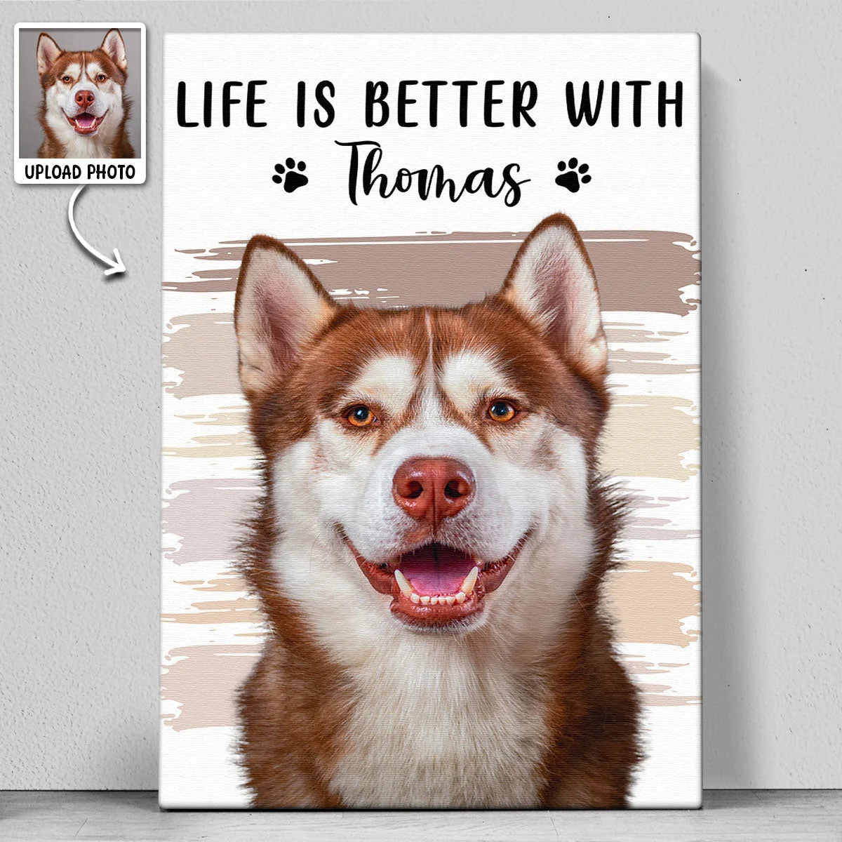 Life Is Sweeter With Paws by My Side – Personalized Pet Photo Canvas / Poster, Custom Dog & Cat Name Wall Art