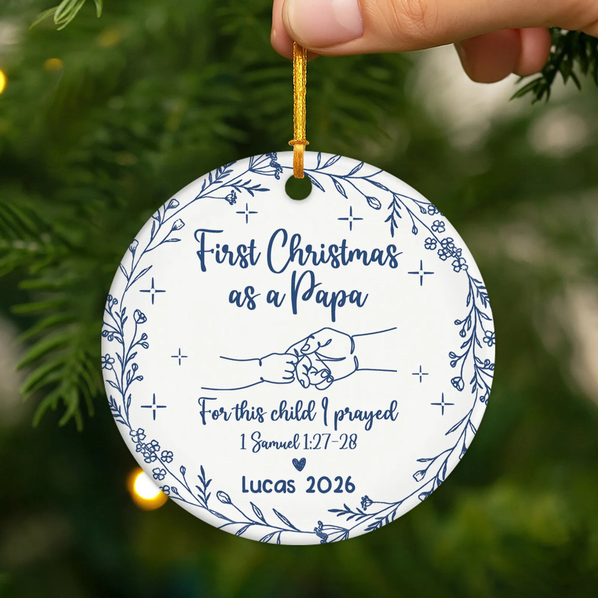 Our Little Answered Prayer – Personalized Baby's First Christmas Ceramic Ornament, Custom Name & Birth Year Keepsake