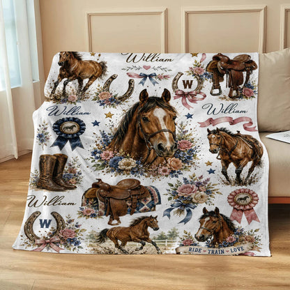 Custom Name Horse Blanket - Personalized Floral Western Cowgirl Gift for Horse Lovers