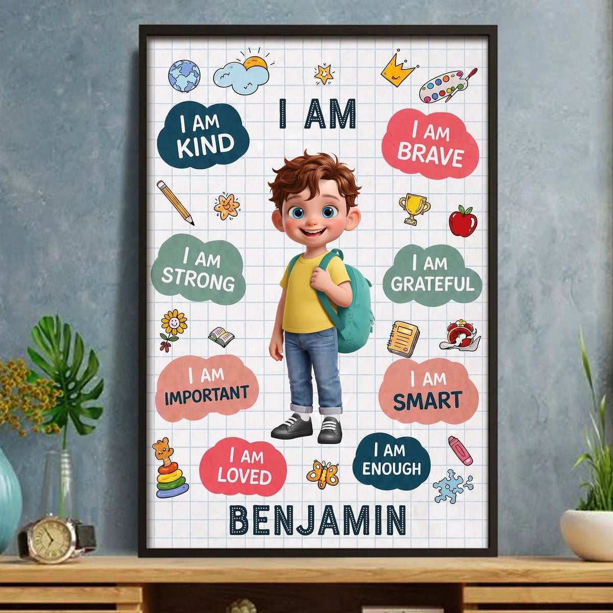 Little Hearts, Limitless Potential – Personalized Kids Affirmation Canvas / Poster, Custom Name Inspirational Wall Art for Boys & Girls
