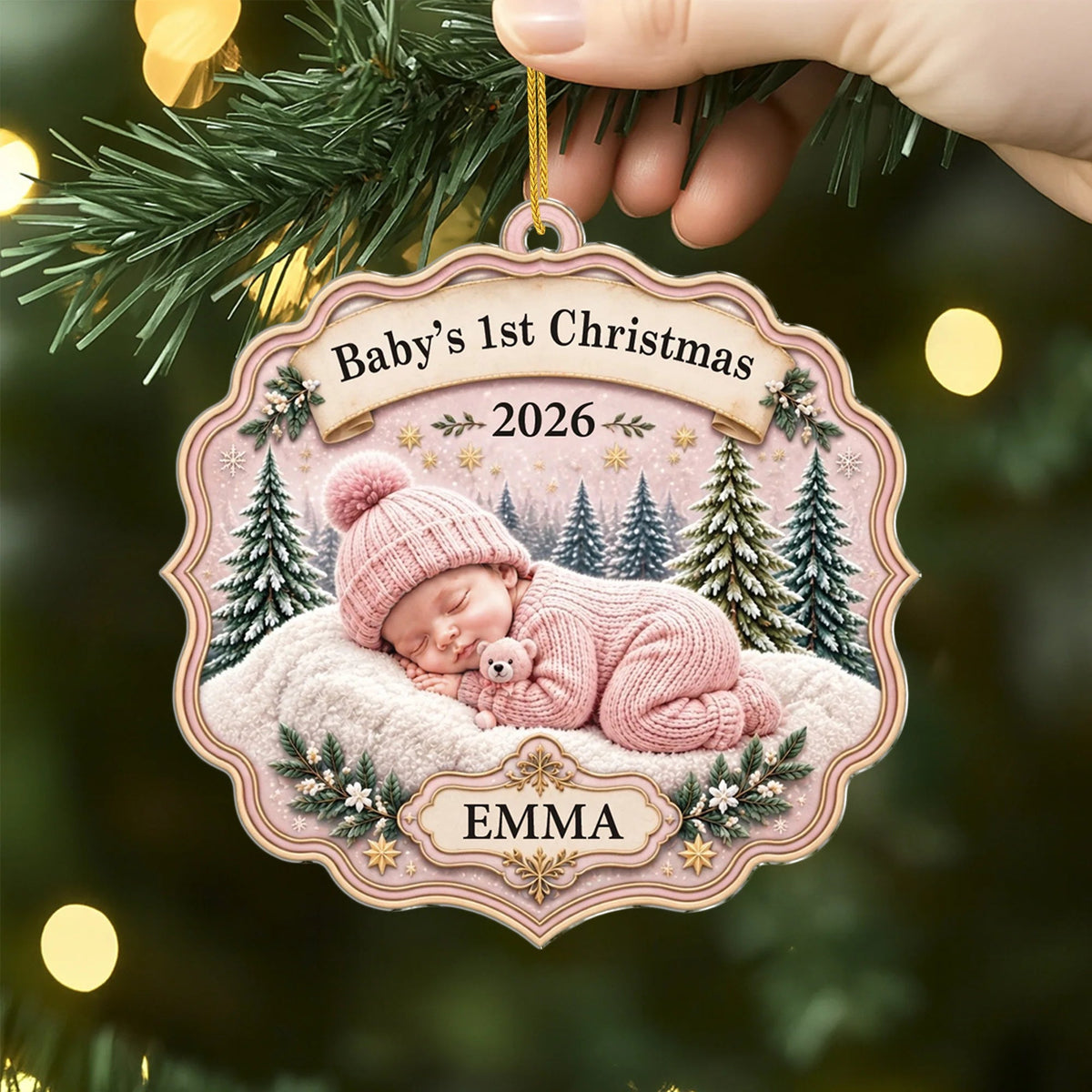 Our Sweetest Little Christmas Miracle – Personalized Baby's First Christmas Acrylic Ornament, Custom Name & Year Keepsake