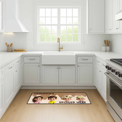Custom Grandkids Spoiled Here Floor Runner Rug - Personalized Cartoon Mat for Grandparent Home