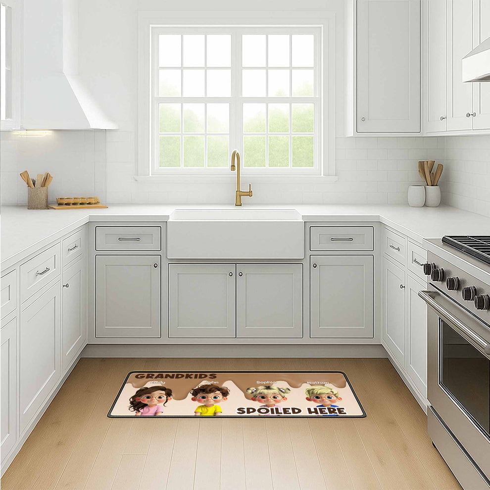 Grandkids Spoiled Here Personalized Runner Rug - Custom Cute Cartoon M ...