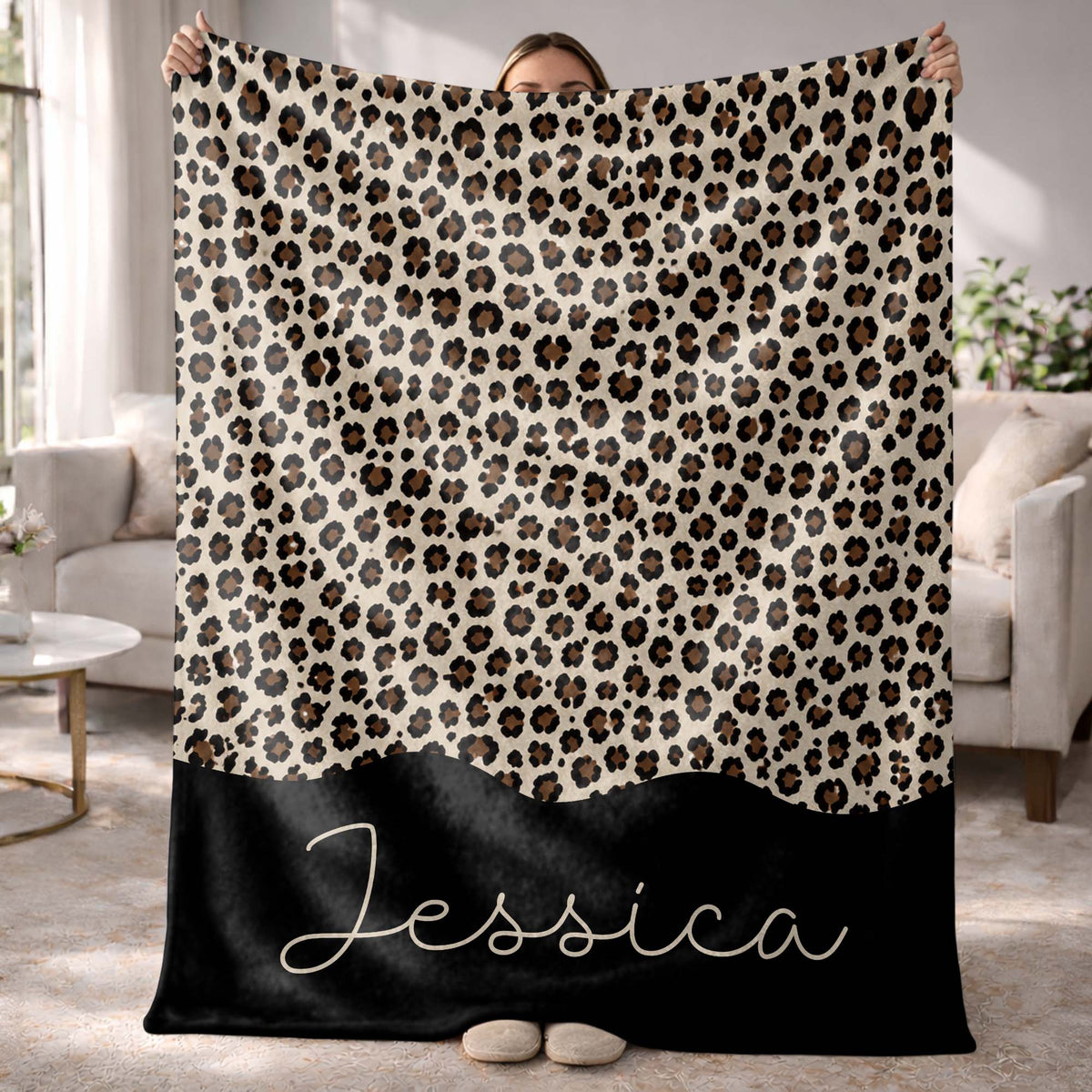 Wild & Fierce Leopard Print Blanket - Customized Name Cozy Gift for Leopard Pattern Fans