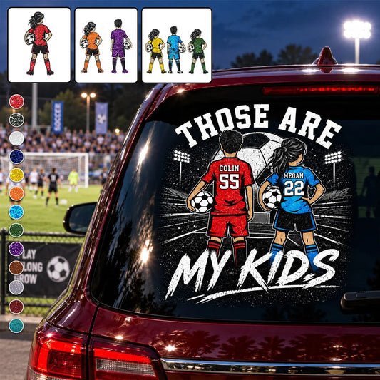 My Kids, My Greatest Team Pride – Personalized Soccer Parent Car Decal, Custom Player Sticker for Mom & Dad