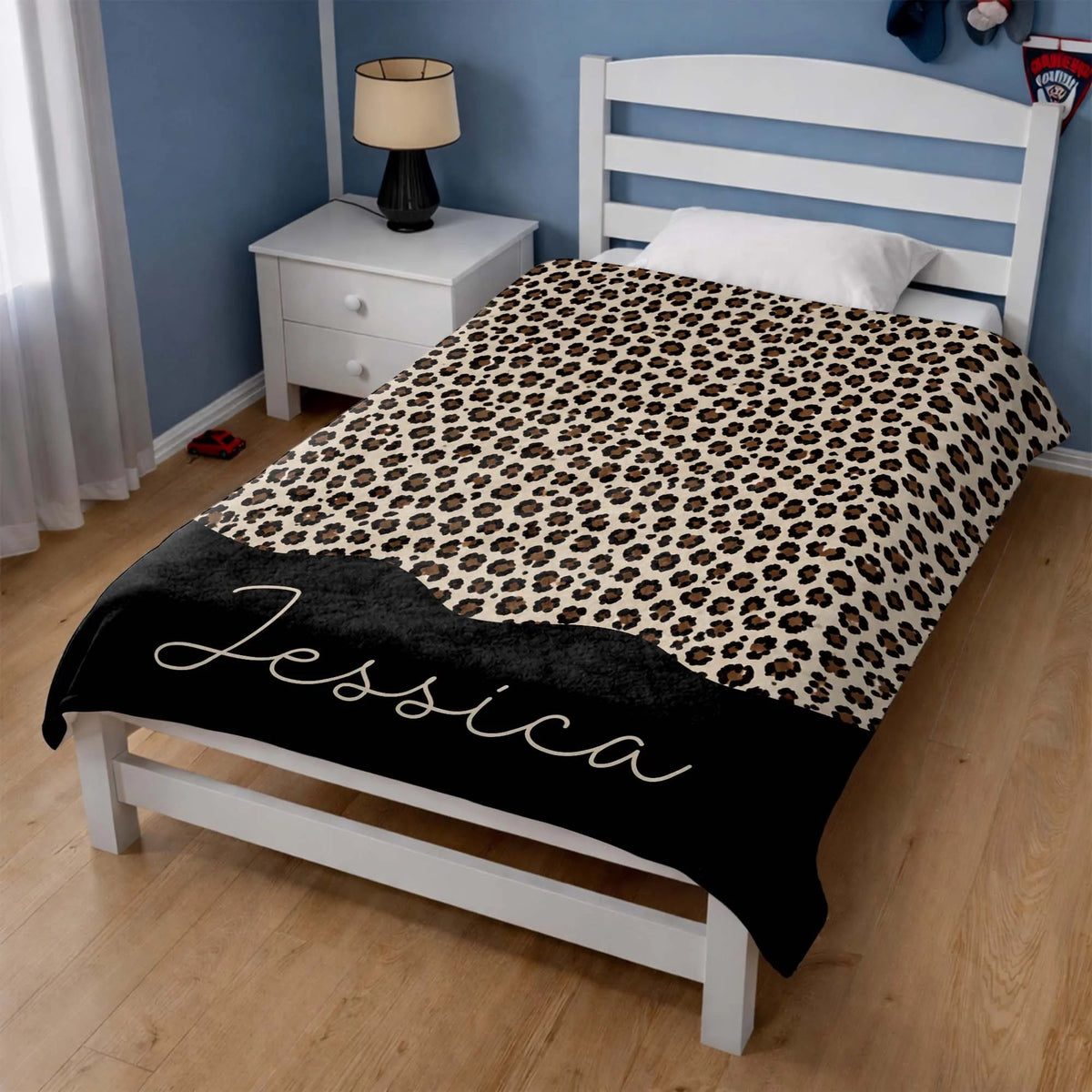 Wild & Fierce Leopard Print Blanket - Customized Name Cozy Gift for Leopard Pattern Fans
