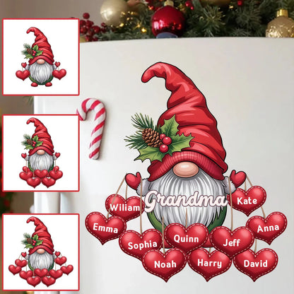Grandma Personalized Decal With Grandkids Names - Custom Christmas Gnome Sticker