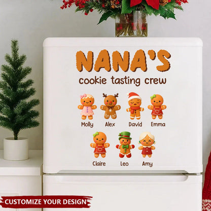 Personalized Grandma's Cookie Tasting Crew Sticker Decal, Colorful Kitchen Decor, Unique Christmas Gift for Grandma