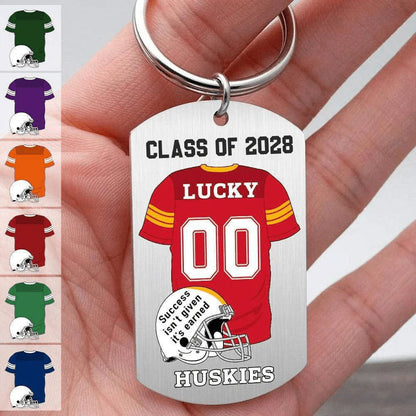 Personalized Football Metal Keychain - Custom Senior Graduation Photo Keyring for Players