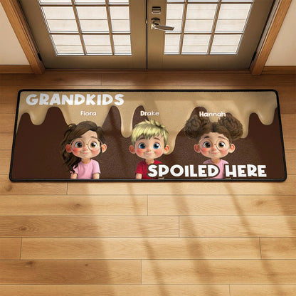 Custom Grandkids Spoiled Here Floor Runner Rug - Personalized Cartoon Mat for Grandparent Home