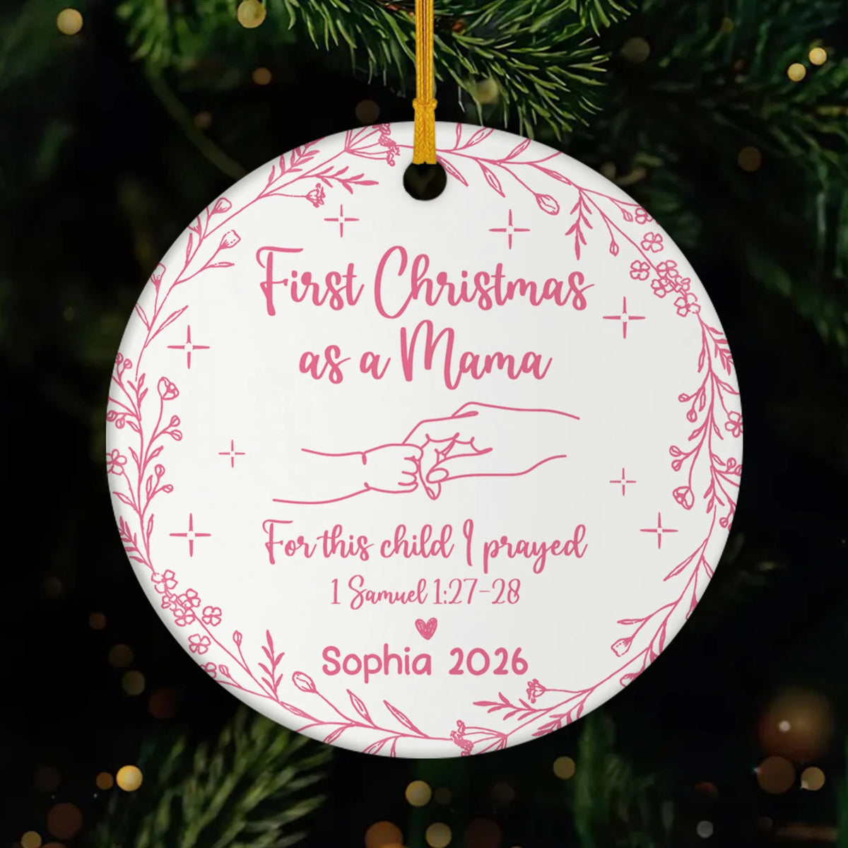 Our Little Answered Prayer – Personalized Baby's First Christmas Ceramic Ornament, Custom Name & Birth Year Keepsake