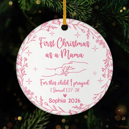 Our Little Answered Prayer – Personalized Baby's First Christmas Ceramic Ornament, Custom Name & Birth Year Keepsake