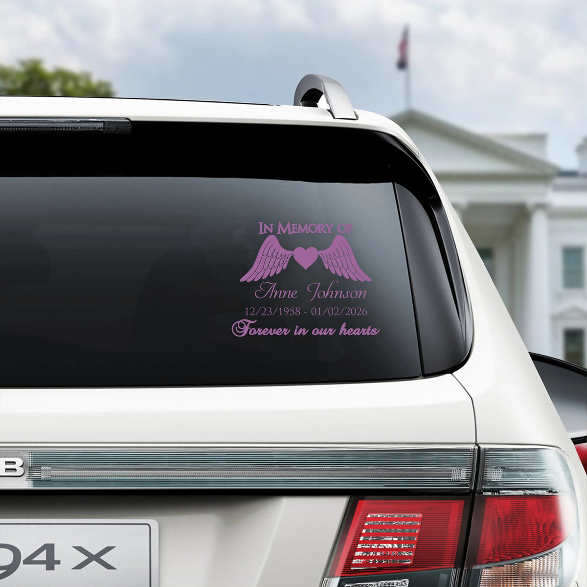 Your Love Travels With Me – Personalized Memorial Car Decal, Custom Name & Dates Tribute Sticker
