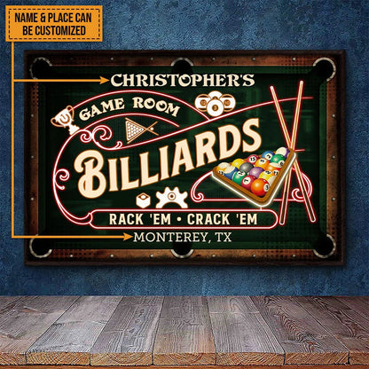 Shoot Straight & Have Fun Personalized Billiards Game Room Canvas - Custom Pool Player Wall Decor Gift for Dad