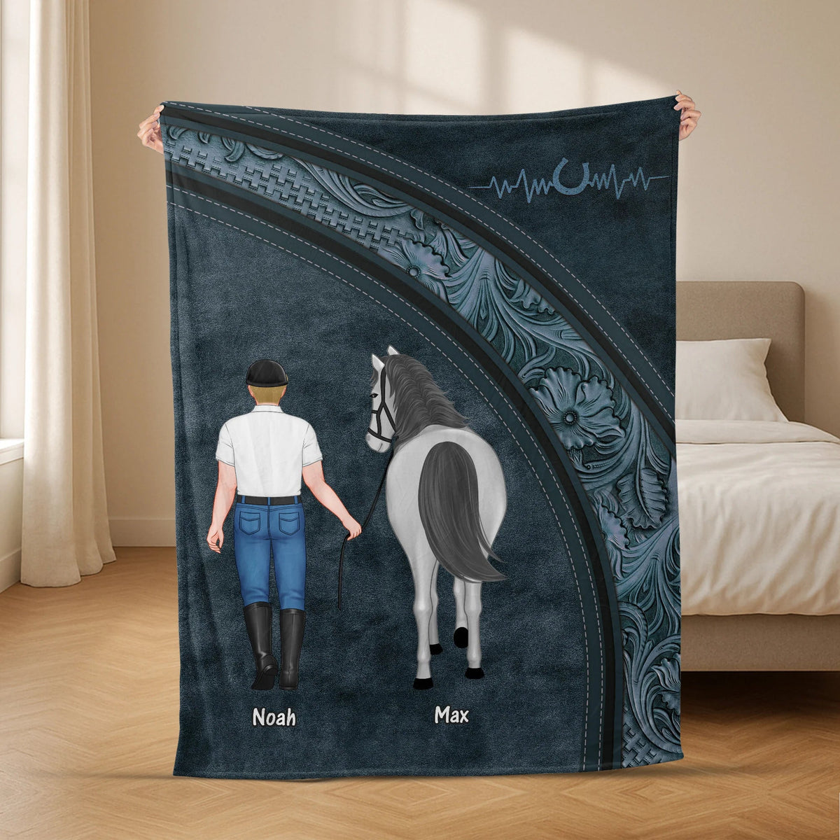 Custom Equestrian Girl Horse Blanket - Personalized Blanket for Horse Lovers
