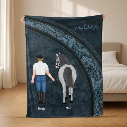 Custom Equestrian Girl Horse Blanket - Personalized Blanket for Horse Lovers