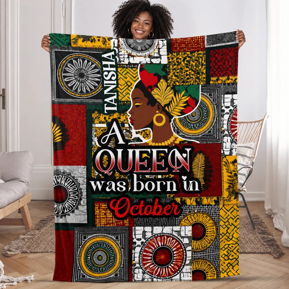 Best Friend Personalized Queen Birth Month Blanket, Custom Soft Throw Birthday Gift for Her