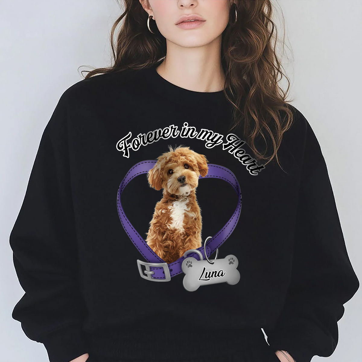 They Left Paw Prints on My Heart — "Forever in My Heart" Custom Pet Photo Memorial T-Shirt, a Loving Tribute to a Cherished Friend