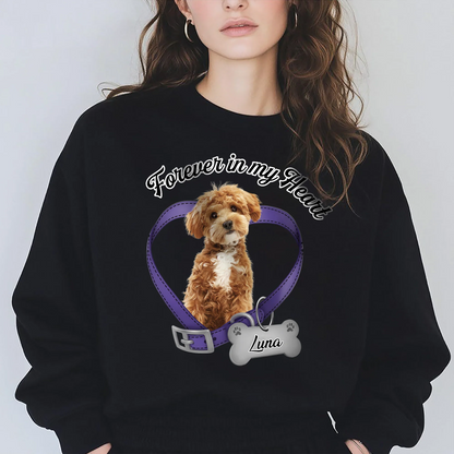 They Left Paw Prints on My Heart — "Forever in My Heart" Custom Pet Photo Memorial T-Shirt, a Loving Tribute to a Cherished Friend