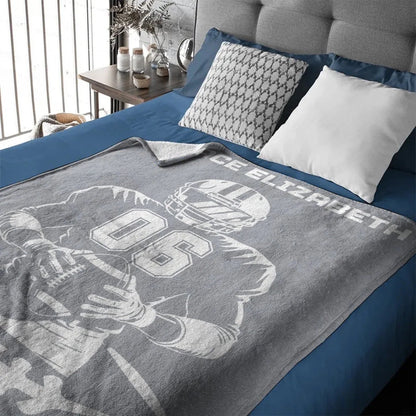 Personalized Football Jersey Blanket with Custom Name & Number - Perfect Throw Gift for Football Players
